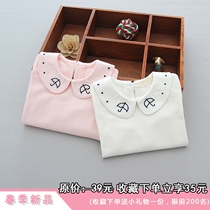 Female baby white undershirt 1 1 1 3 year old Princess Chunqiu 0 baby doll collar t-shirt with long sleeve female treasure turtlenecks pure cotton