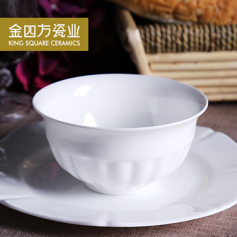 White ipads China porcelain bowls gold sifang industry pure Japanese Korean bowls of ipads soup bowl bowl rainbow such use vertical stripes to use