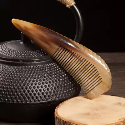 Snow sea horn natural handmade white yak horn comb horn massage comb hair raising bag horn comb