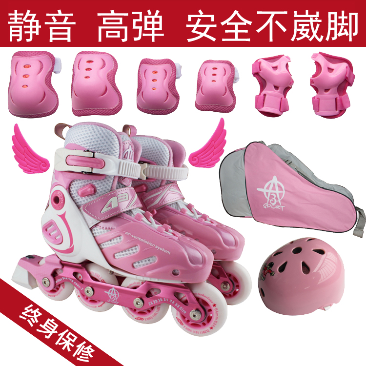 Skate Skate Full Suit Kid Skates Inline Skate Straight Wheel Adjustable Code Single Row Summer Children Skate Shoes 3-10-Taobao