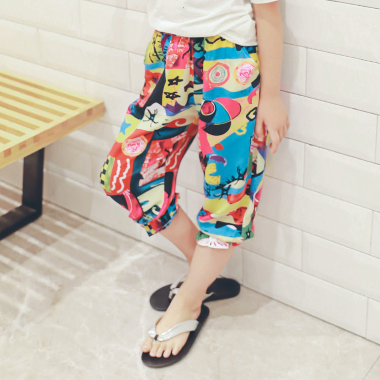 Girls' printed harem pants new children's clothing children's clothing pants children's summer all-match anti-mosquito pants small children's clothing pants YB7799
