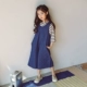 17 quần áo xuân hè dành cho trẻ em Phiên bản mới của Hàn Quốc cho bé gái quần cotton quai rộng, quần ống rộng cho bé - Quần jean short jean bé gái Quần jean