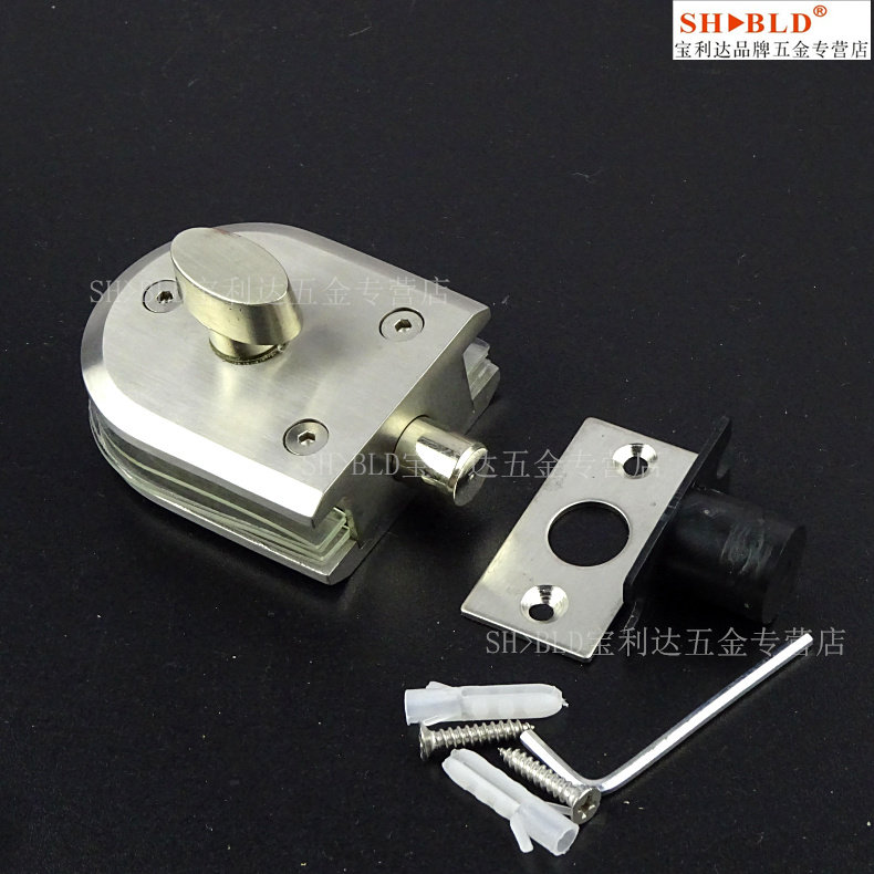 Finely cast 304 stainless steel pin semicircle screwed up the single open glass door bolt shower room bathroom door bolt lock