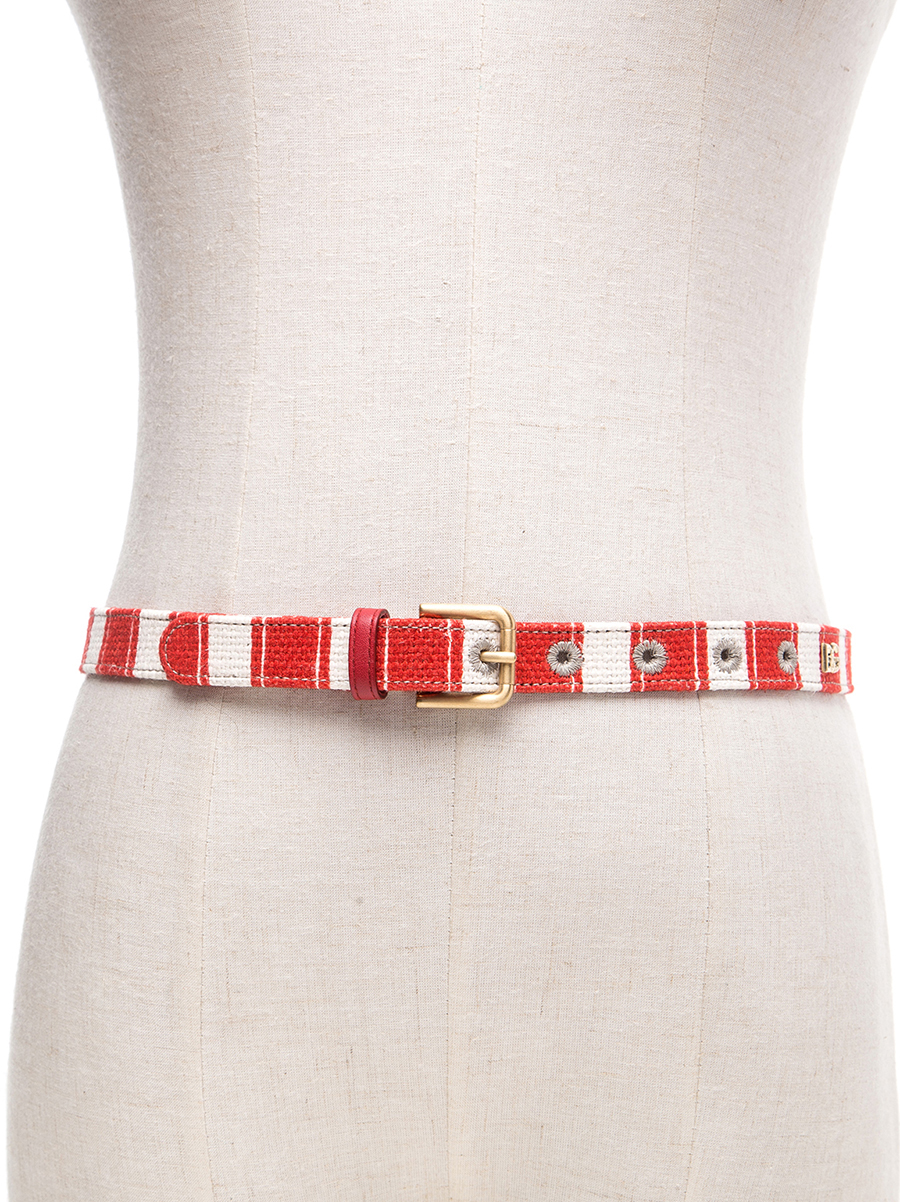 Dolce&Gabbana 红白竖条纹针扣式腰带