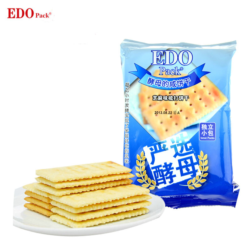 【天猫超市】EDO芝麻梳打饼100g克/包天然酵母苏打饼干/休闲零食$