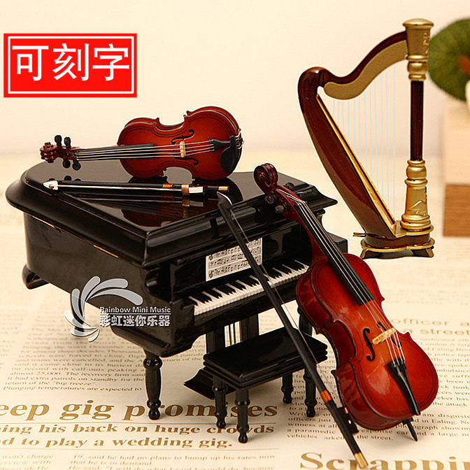 Piano harp violin cello model a group of birthday gifts ornaments to send friends teacher graduation photo