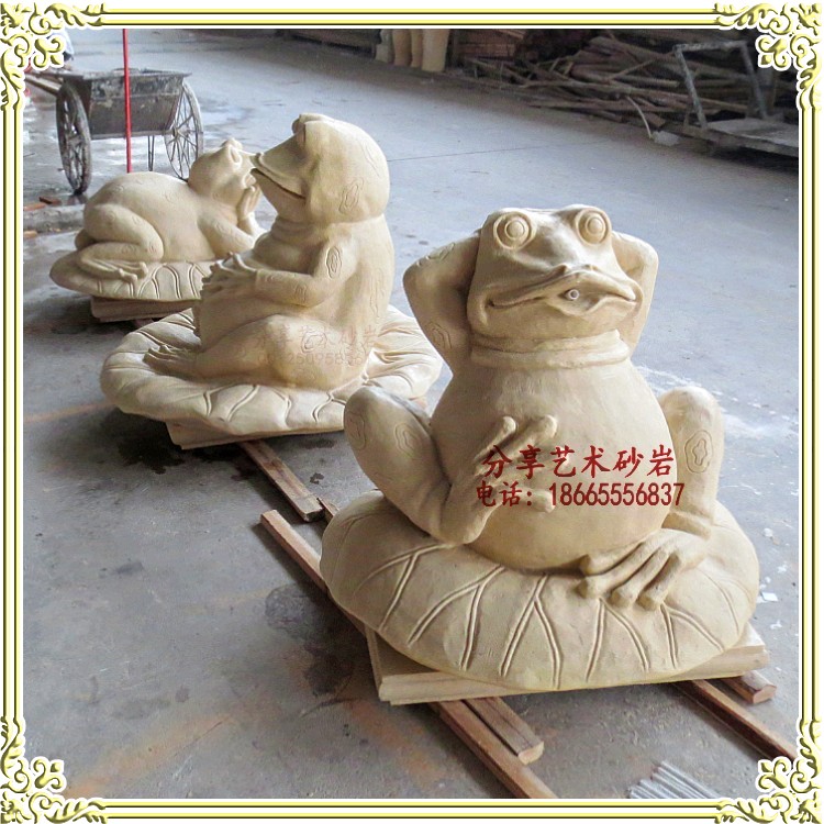 Manufacturer Direct Selling Sandstone Water Spray Class Sandstone Relief Outdoor Sculpture Community Park Built View Frog Spray Pool