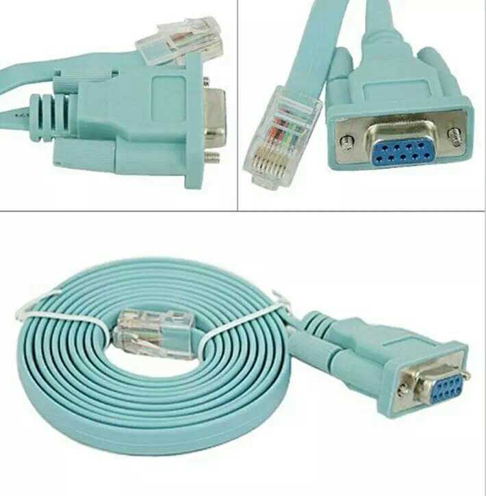 RJ45 RJ45 TO RS232 blue flat network wire transfer serial line DB9F 8P8C 1 5 m switching line 