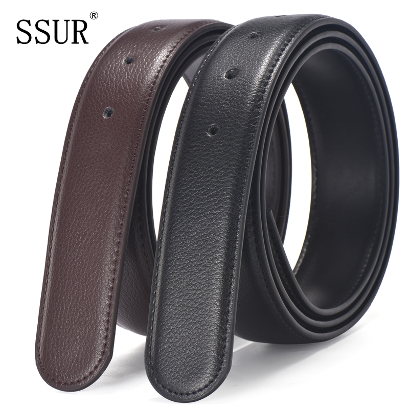 Pin buckle belt male leather does not take the lead punch 3.0cm trouser belt strip smooth buckle 3.5cm headless cow belt body