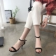 2018 mới từ hoang dã khóa stiletto sandal cao gót màu đen da lộn hoang dã hở ngón chân La Mã mùa hè Sandal