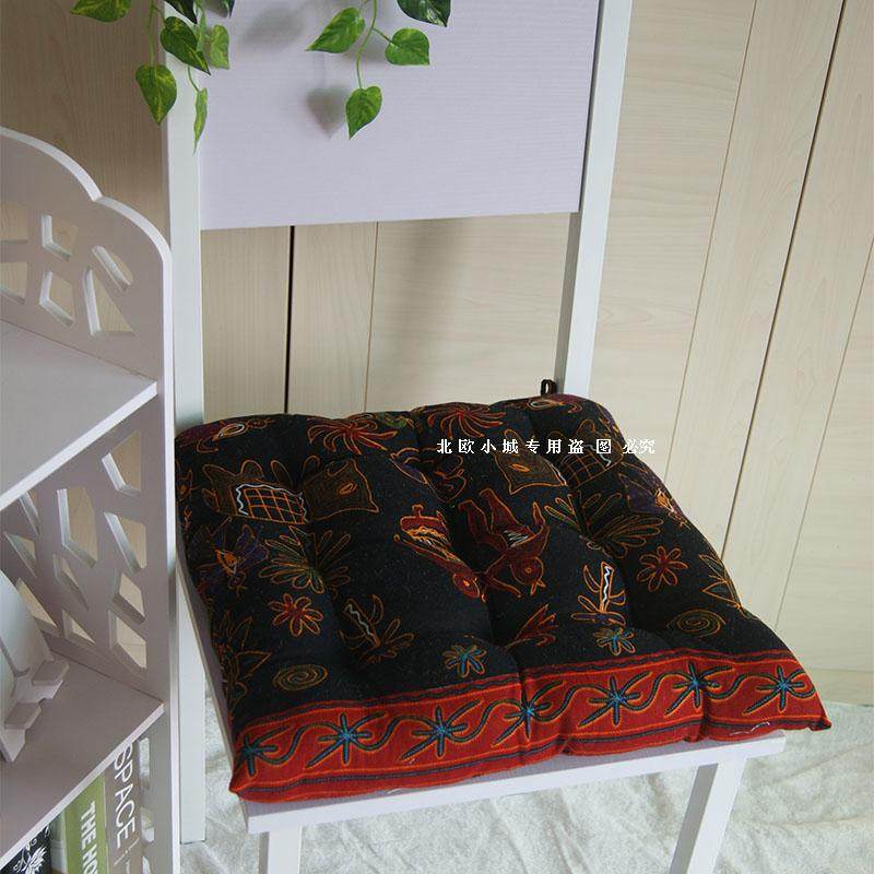 Southeast Asian ethnic style thickened cotton and linen chair cushion autumn and winter warm nail needle cushion chair cushion lace tatami mat