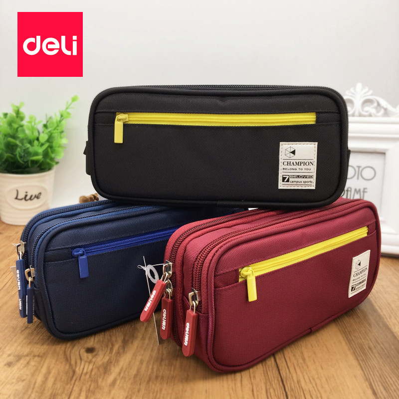 Right-hand Pen Bag Large Capacity Multifunction Pen Bag Primary School Student Pencil Bag Triple stationery containing bag Canvas Pen Bag