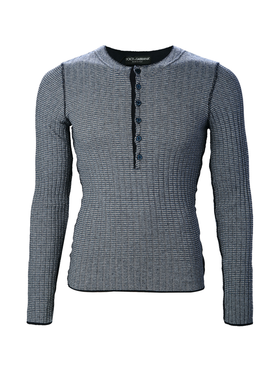 Dolce&Gabbana 拼色紧身半襟圆领长袖上衣