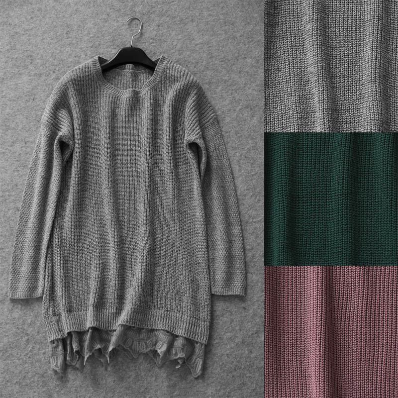 259B 1129 generous vertical ribbed knit lace panels at hem midi jumper