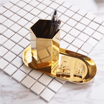 Nordic brass gold storage tank pen holder flower polygonal container mini Flower