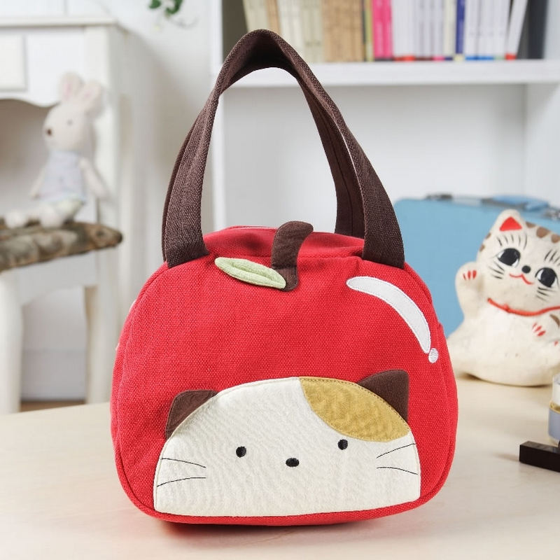 Taiwan bobo cat pure cotton ladies red apple small capacity bento bag handbag 110082 mini bag