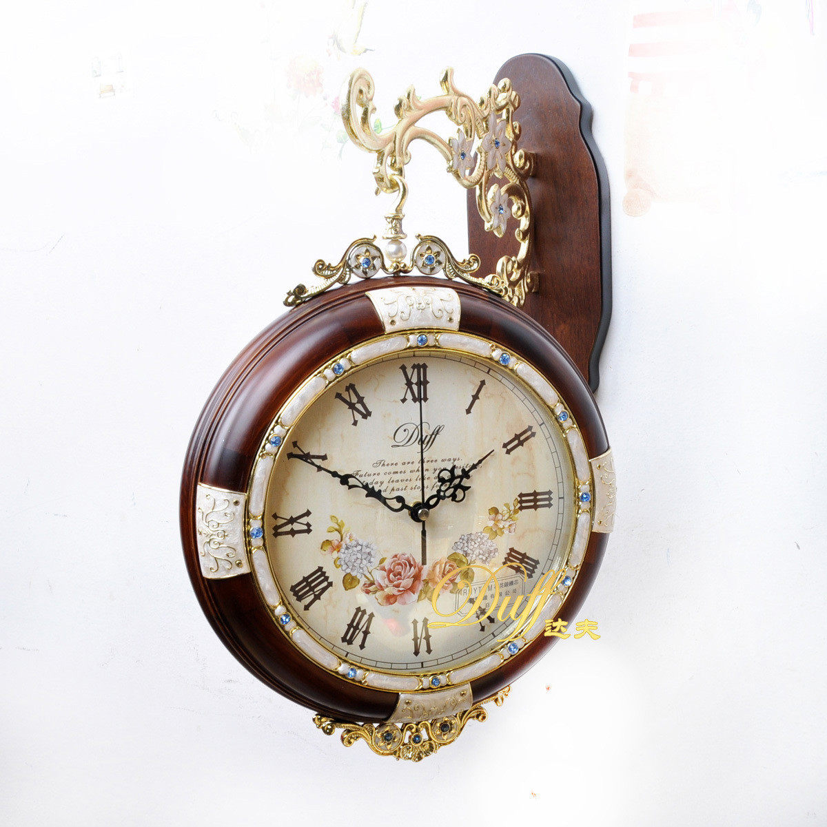 Duffy Shimu Lisheng movement living room double-sided simple European quartz transshipment fashion wall clock (special promotion)