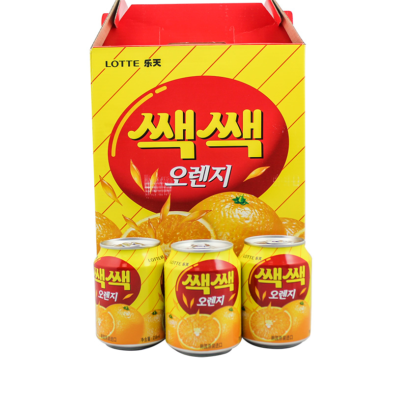 【天猫超市】韩国进口饮料 乐天 粒粒橙果汁饮料 238ml*12听