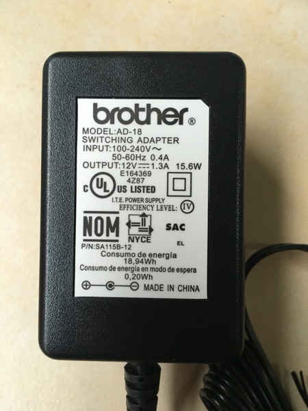 Brother Tag Printer PT-18R PT-18RZ Power Adapter Charger