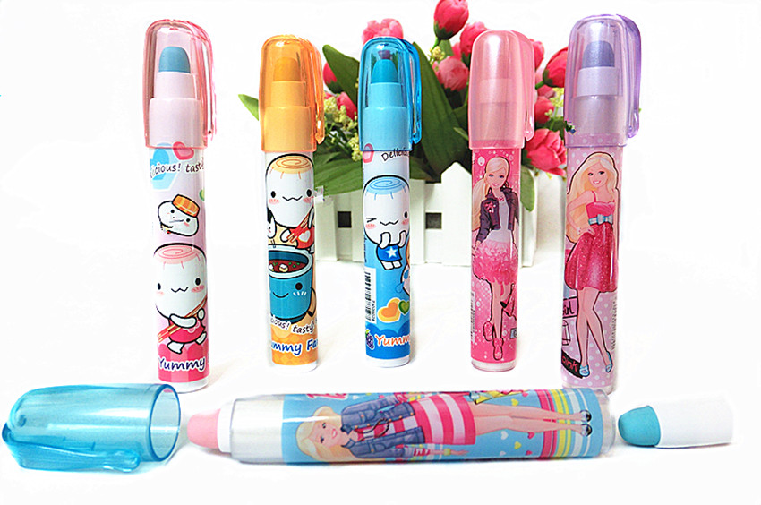 Barbie Princess new student cartoon 5-section bullet eraser pen-shaped egg pad for eraser Children's prize egg eraser