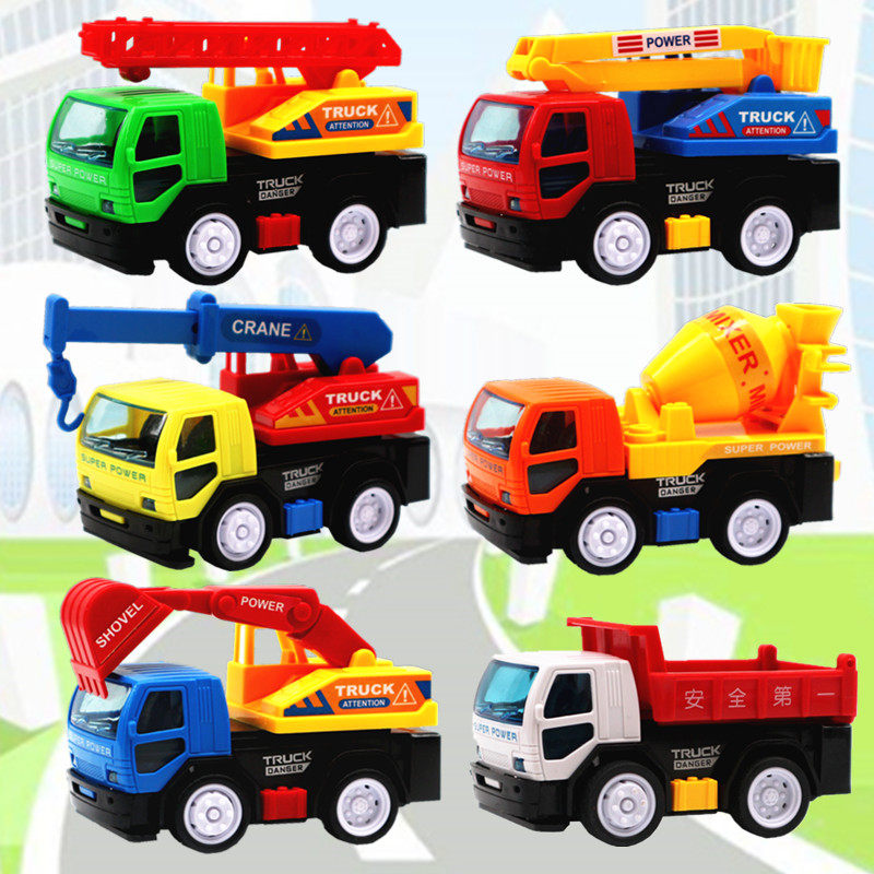 1-2 year old baby children's toys fall-resistant mini construction car cover fire truck crane excavator excavator car
