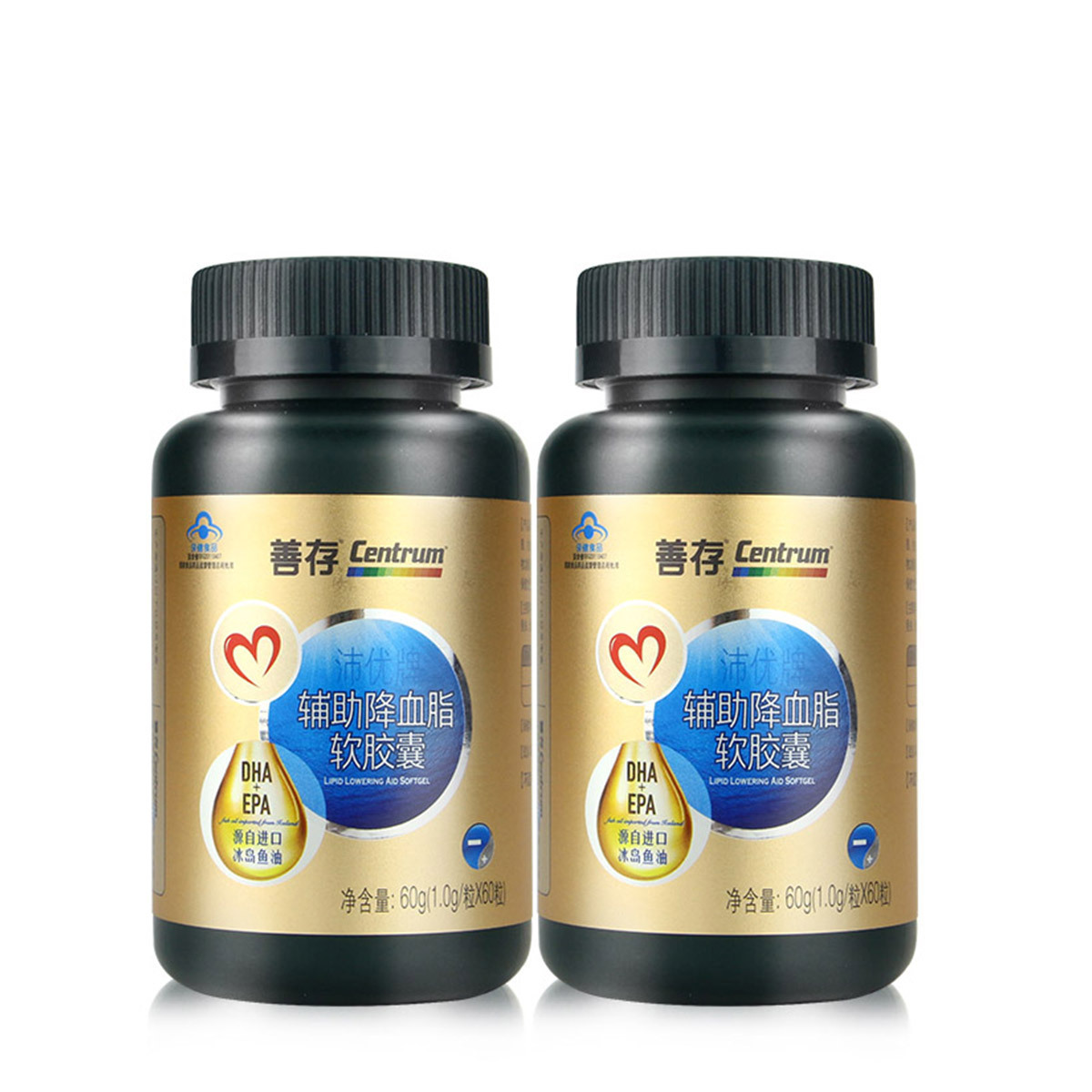 CENTRUM/善存 沛优牌辅助降血脂软胶囊 1.0g/粒*60粒*2瓶套餐