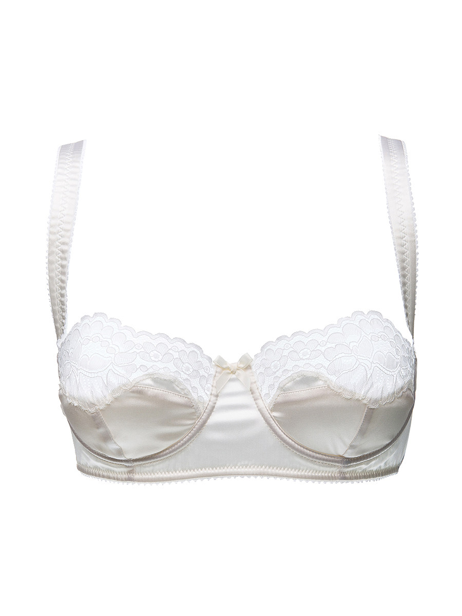 Dolce&Gabbana 米白拼接蕾丝钩花3/4杯薄款文胸