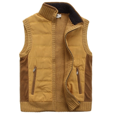 Thần Châu lạc đà len chính hãng không tay vest mùa thu và mùa đông dệt kim vest dày màu sắc bình thường phù hợp với cổ áo vest nam áo khoác len nam Dệt kim Vest