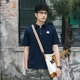 Dil Nhật Bản thủy triều thương hiệu 贱 mèo in polo áo mùa hè ngắn tay T-Shirt nam ve áo nửa tay t-shirt thanh niên áo sơ mi áo thun cotton nam Polo