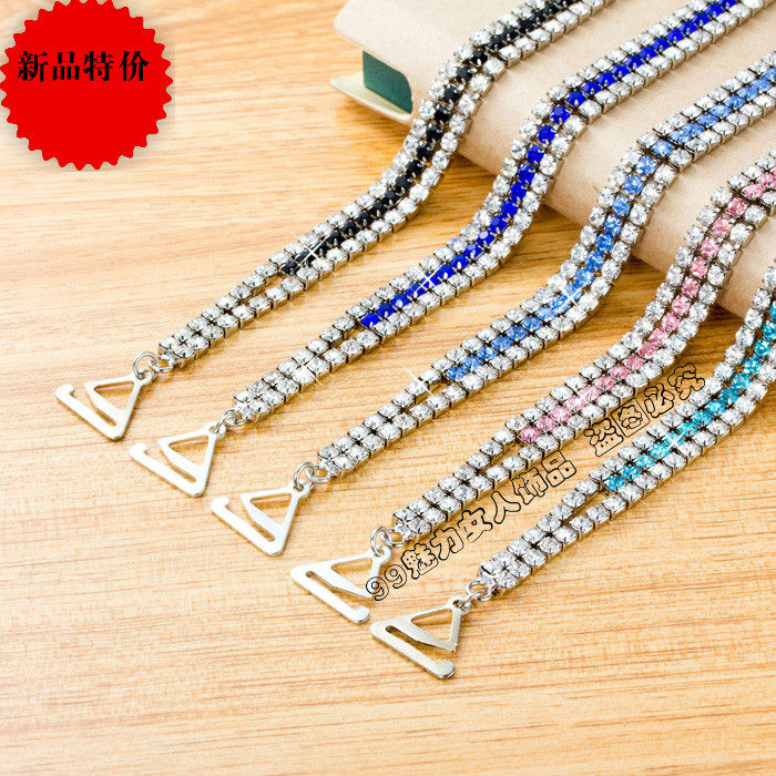 Fashion Sexy Water Drill Strap Colored Diamond Pizzo Dinner Banquet Shoulder Strap Korean Linguin Bra Stealth Belt