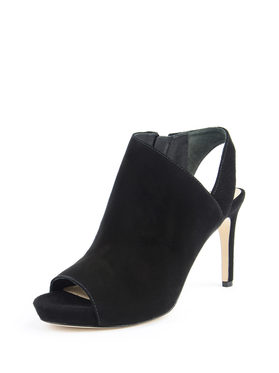 Via Spiga 黑色反绒露趾高跟凉鞋