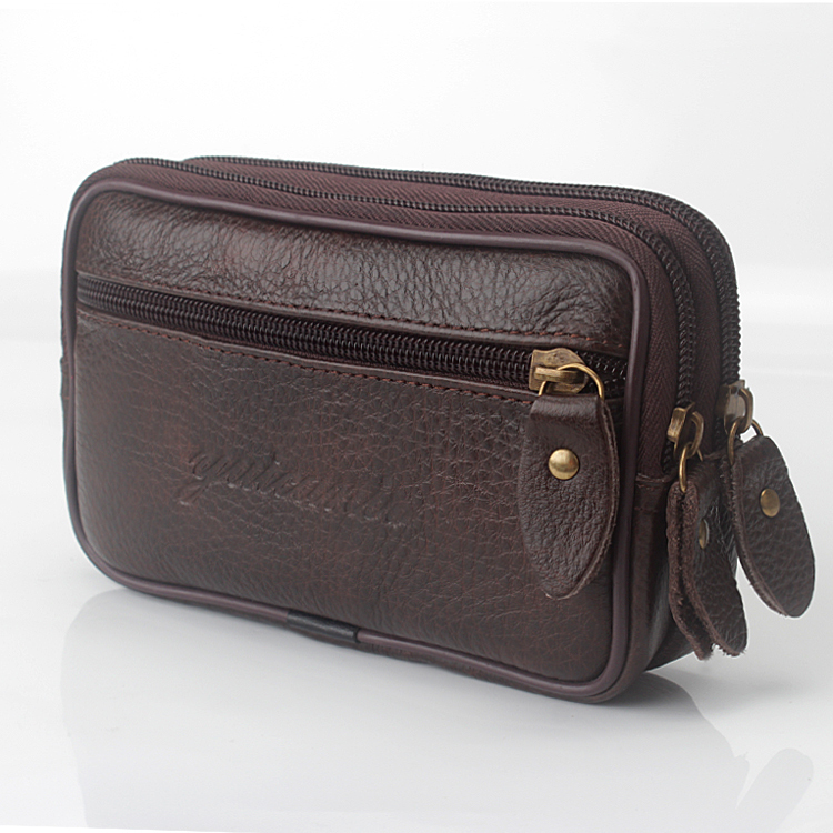 Mobile Phone Waist Bag for Men, Leather Belt Pouch, Horizontal Style, 5.5 Inches, Multifunctional Phone Case for Work and Construction Sites