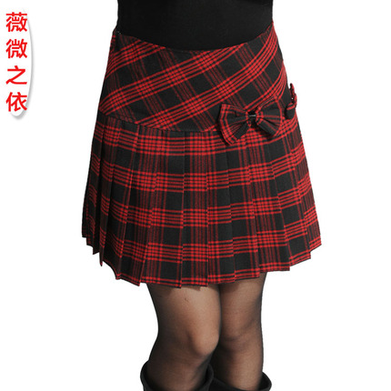 2015春学院风蝴蝶结格子百褶裙日系校服女半身裙短裙舞蹈裙子秋冬