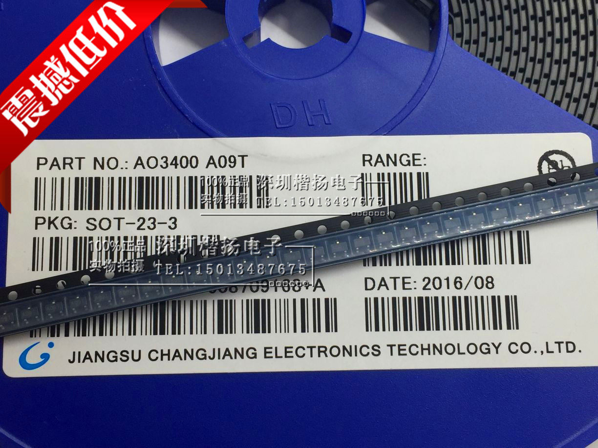 SMD diode AO3400A SOT-23 Screen printing A09T P-channel MOS field effect transistor 1K=70 yuan