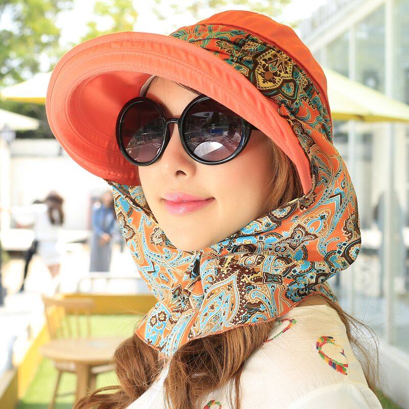 Summer Sun Hat Lady Sunscreen Bike Outdoor Folding Beach Sun Hat Lady Summer Hat in the face of the summer hat