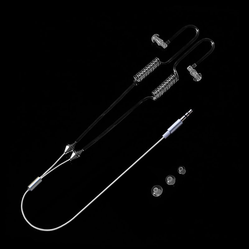 Binaural Stereo Vacuum Headphones Transparent Screw Spring Agents Headphones Air Catheter Headphones Radiation Headphones-Taobao