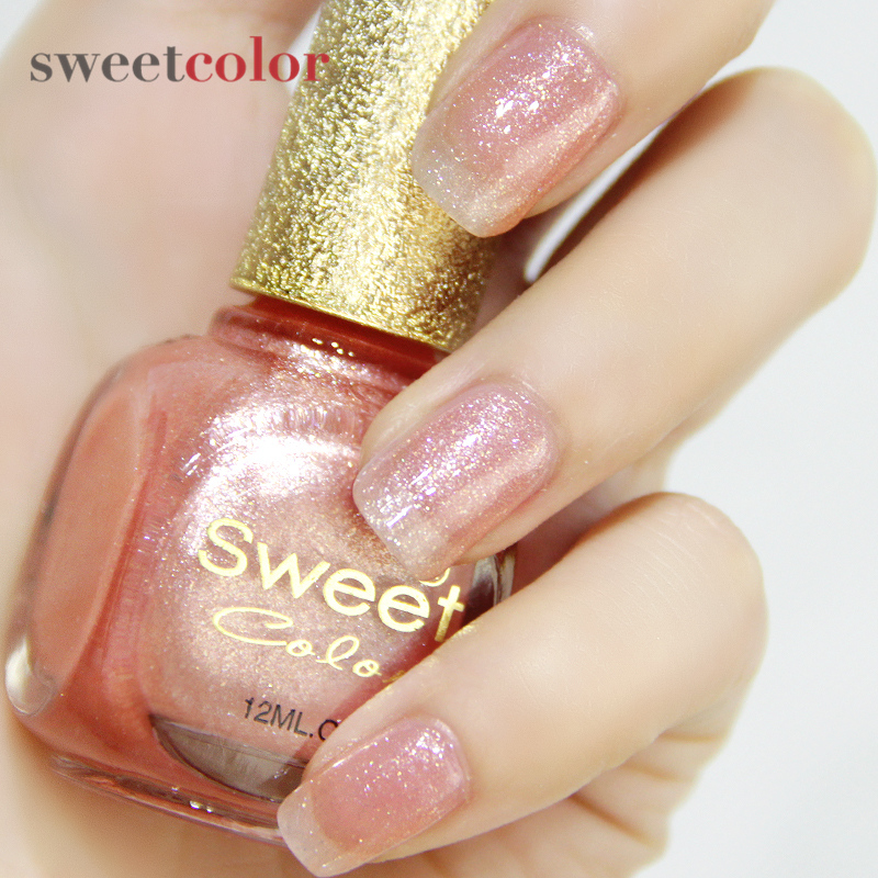 Sweet Color指甲油 淡粉色  星钻透明 无毒环保 水蜜桃12ML