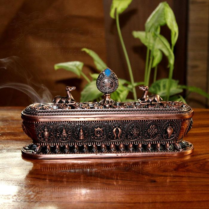 Tibetan incense stove dedicated to domestic supply of Buddha indoor line incense stove horizontal pure copper color incense stove dedicated to long incense box Wolverine stove