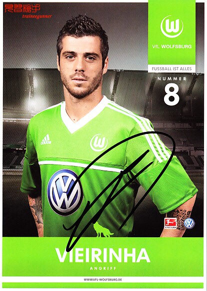 Portugal international Vierinha Wolfsburg 2012-13 season autographed official card