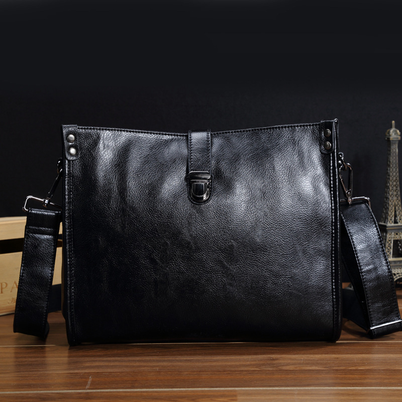 New Korean men's shoulder bag men's leather messenger bag business leisure envelope business backpack small