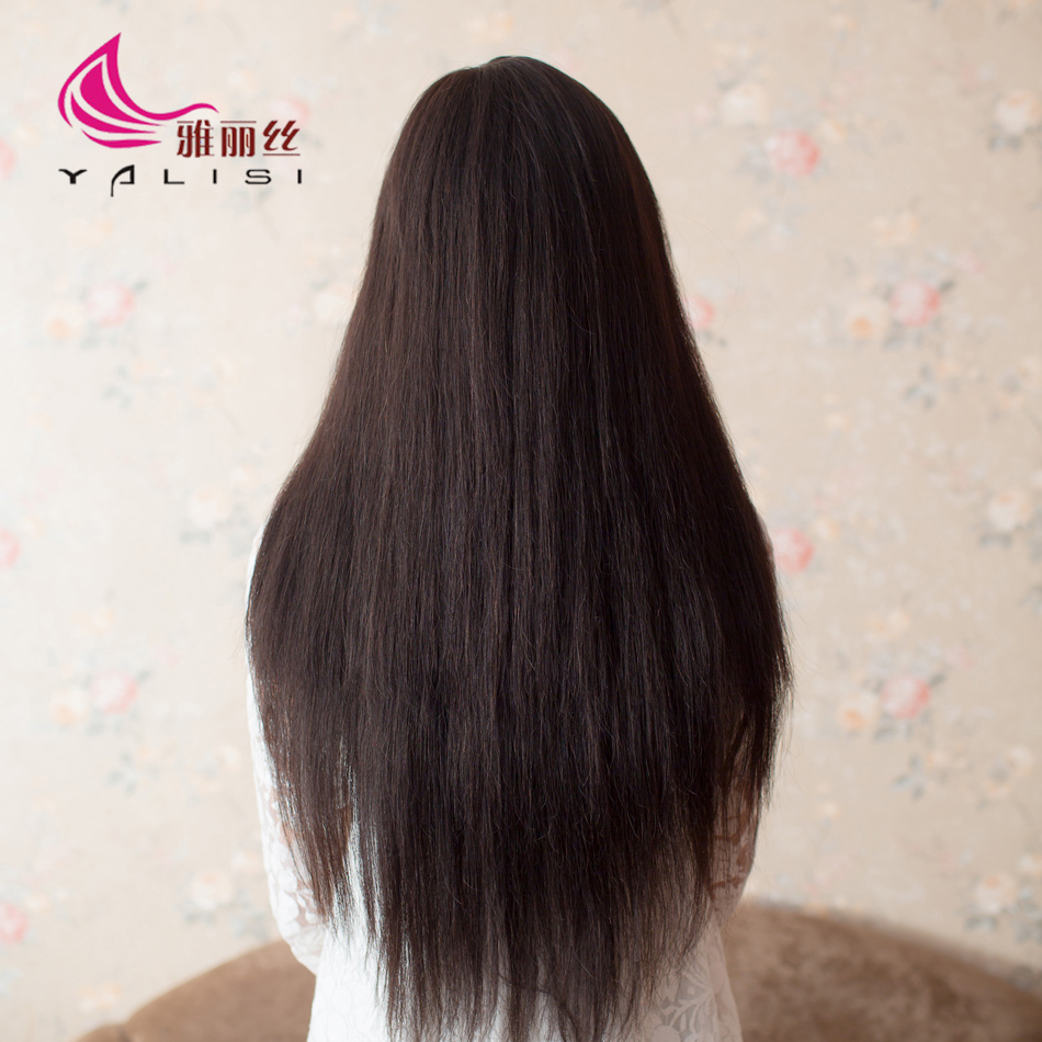 雅丽丝 机制真发假发女 中长真人发丝 可齐可斜刘海 蓬松逼真女士