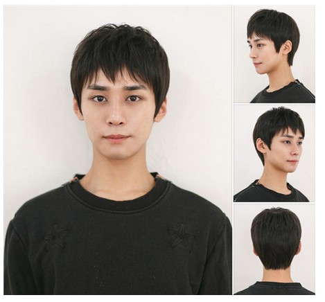 Korean version of men's wig Boys fashion wig Men's wig Men's hair fashion curly hair