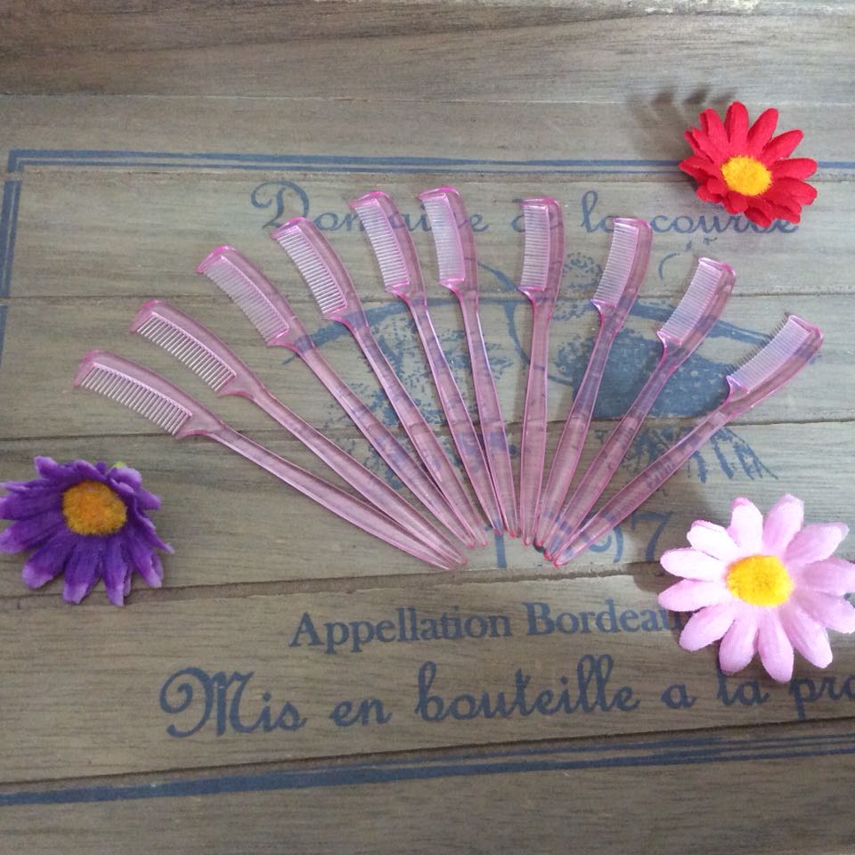 bjd baby with small comb plastic transparent pink portable wig mini comb 9cm long