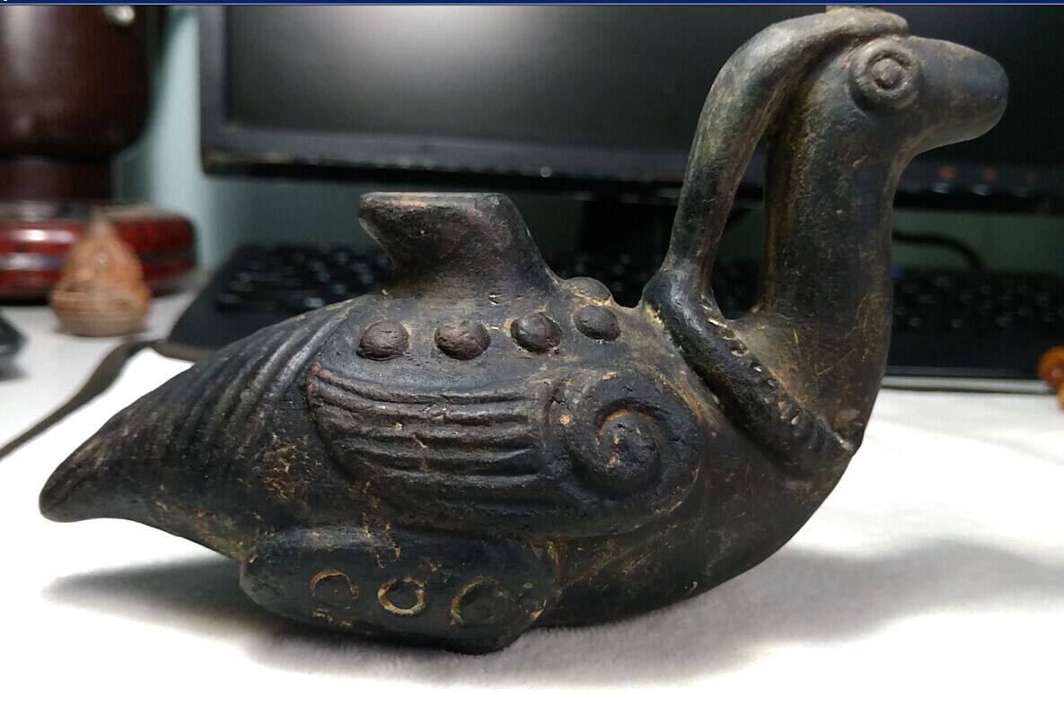 Late Ming Ming Seminal Birds Tao Teapot heads to the end 17 5 * High 10 5 * thick 7 instrumental shape beautiful bag sizing thick