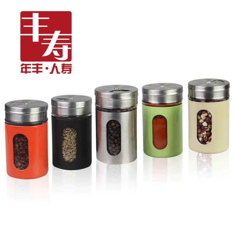 Glass flavor bottle Concort Box Seasonal kitchen supplies Pepper cans Stainless steel cover BBQ