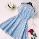Người nổi tiếng hương thơm nhỏ tính khí rỗng tan trong nước ren vòng cổ quây ngắn tay cao eo mỏng một- dòng váy petti