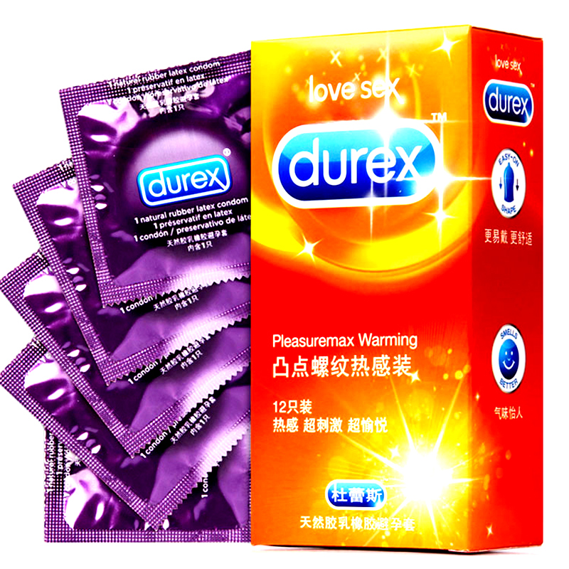 杜蕾斯情趣避孕套 凸点螺纹热感装12只 大号超薄安全套成人计生