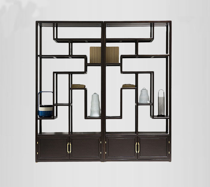 New Chinese Style Brief Office Bookcase Book Room Bogu Rack Shelf Modern Composition Zen solid wood Bookshelf Show shelf