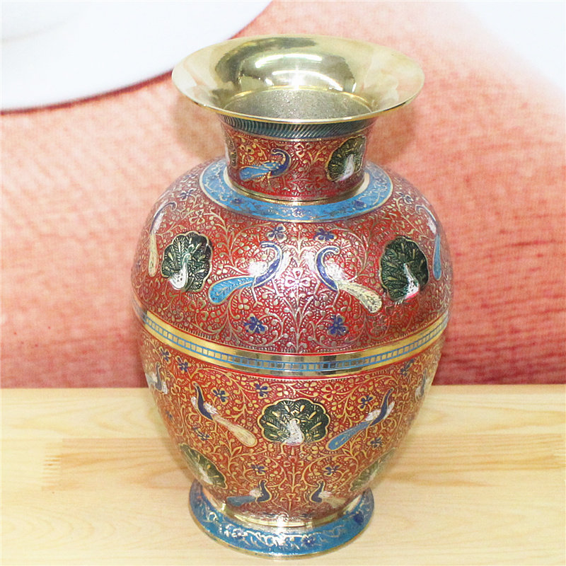 Indian handicraft copper ware direct sale 10 inch copper sculpture gathering wealth and treasure vase home decoration gift YT477