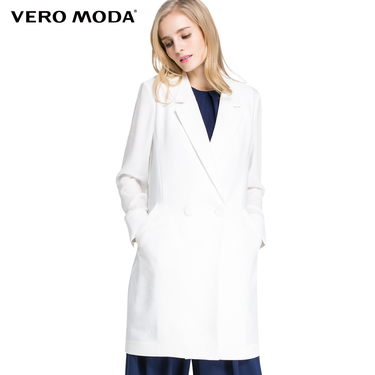 Vero Moda垂感雪纺面料合体西装外套|316108021